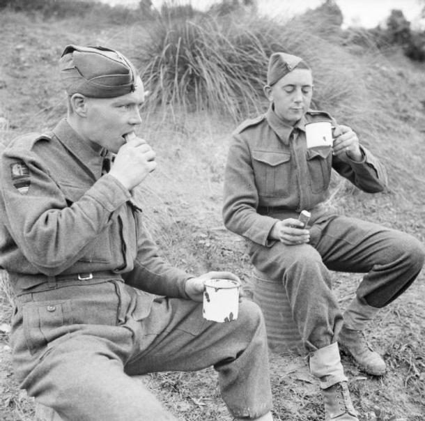 soldiers drinking tea