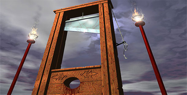 A guillotine with a torch