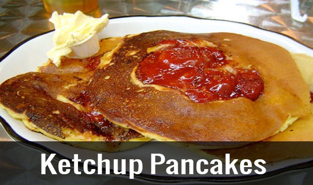 Image of Ketchup on pancakes