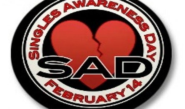 Image of broken heart and the words SAD singles Awareness day