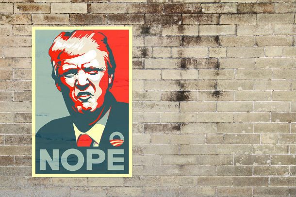 trump poster with "nope"