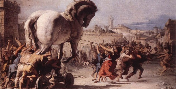 A horse pulling a chariot