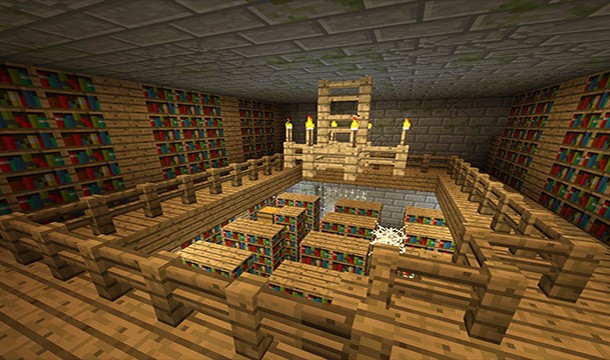 minecraft library in a stronghold