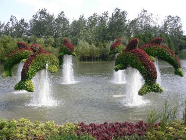 www.crazywebsite.com Olympic-Gardens-China-2008-Topiary-Dolphins-Fountain-01