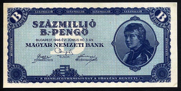 Hungarian 100-Million-Billion-Pengo Bill