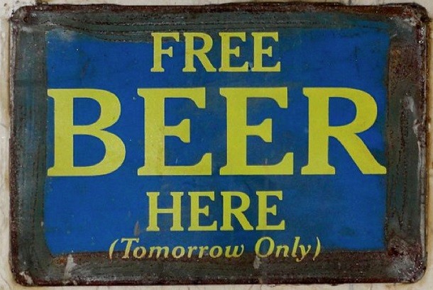 free beer tomorrow sign