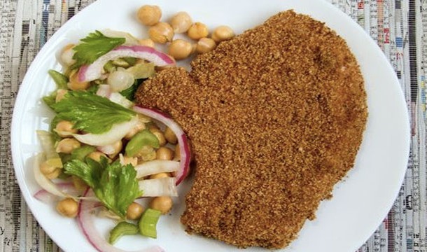Oven-Fried Pork Cutlets With Fennel-Chickpea Slaw