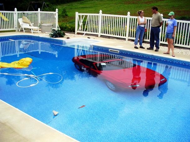 car in a pool