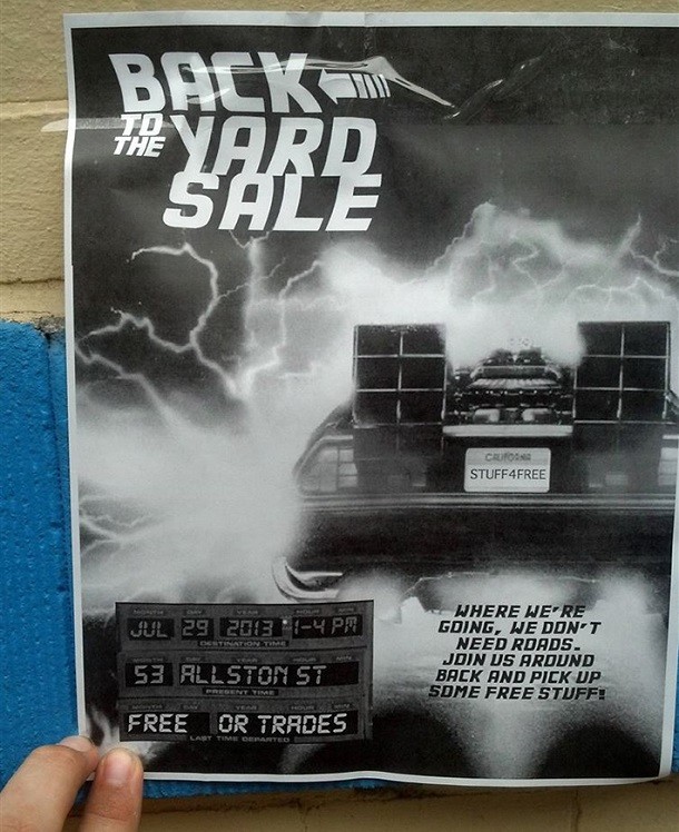 back to the future yard sale sign