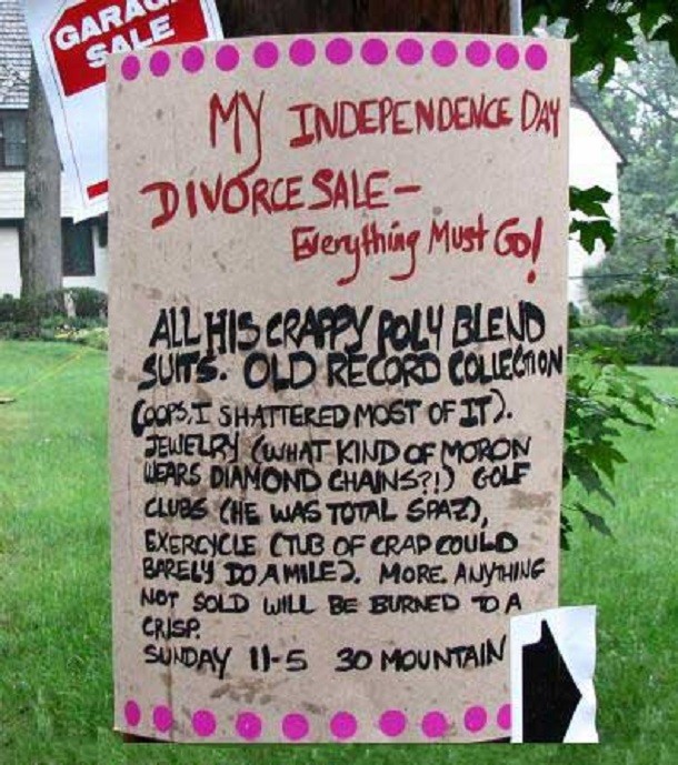 independence day garage sale sign