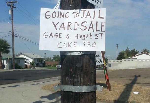 jail garage sale sign