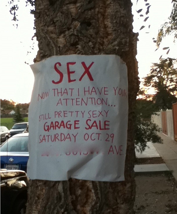 sex Garage sale sign