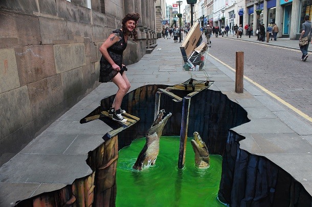 alligator 3d street art