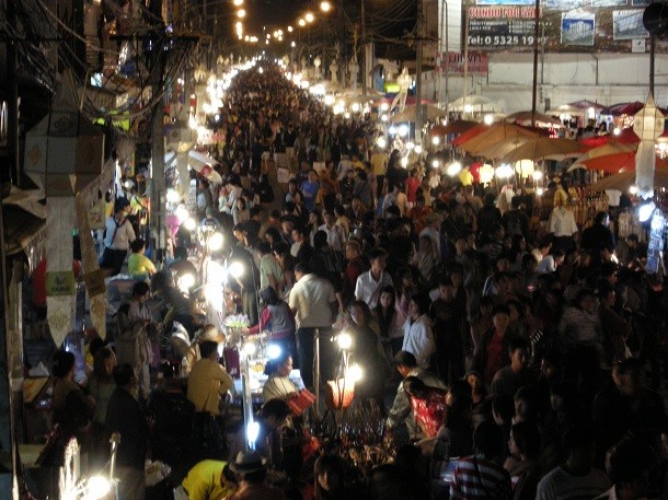 crowded street market chiang mai