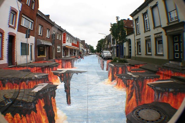 fiery street to nothing 3d street art