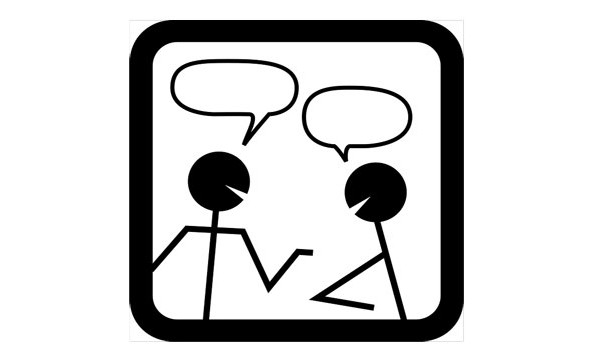 Two people in conversation