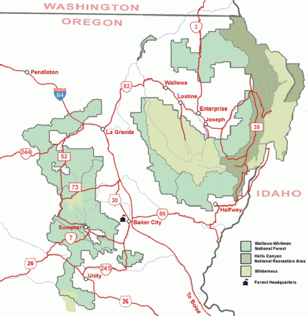 Wallowa-Whitman_National_Forest_map