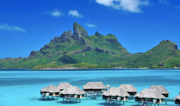 Chilling out in Bora Bora surrounded by bright blue water