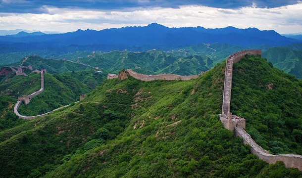 Walking along the Great Wall of China