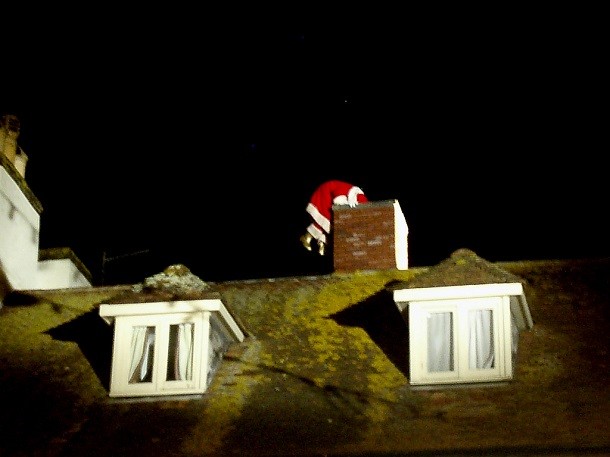 santa going down chimney