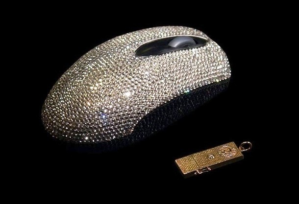 Crystals-covered computer mouse