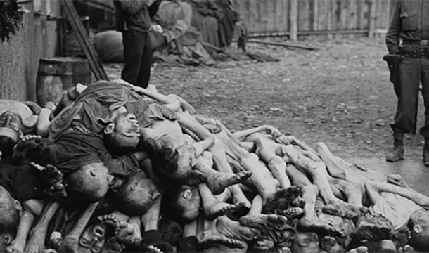 Dead bodies at a concentration camp