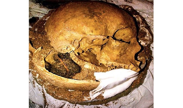 This human skull found inside a clay pot at Fort Lauderdale International Airport. The traveler had just purchased the pot and had no idea there were human remains inside.