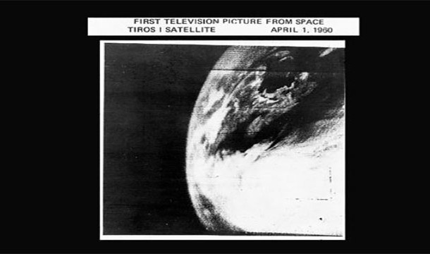The first television picture of the Earth taken by TIROS 1, the first weather satellite (1960)