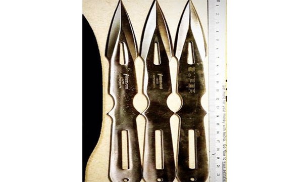 These throwing knives found in a carry on bag at Chicago O’Hare International