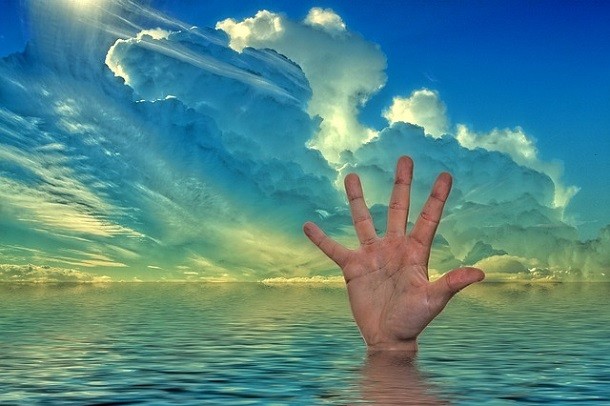 hand from below water