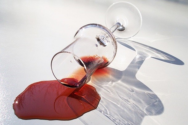 red wine glass spill