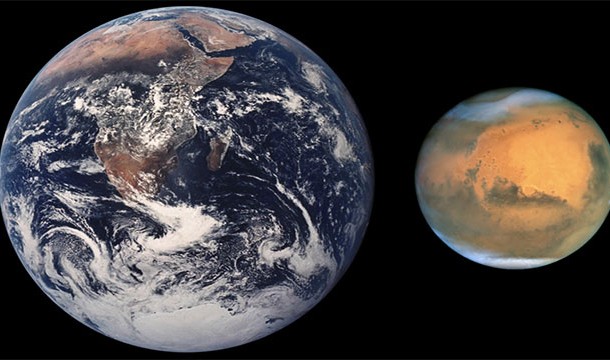 Mars is approximately half the size of the Earth