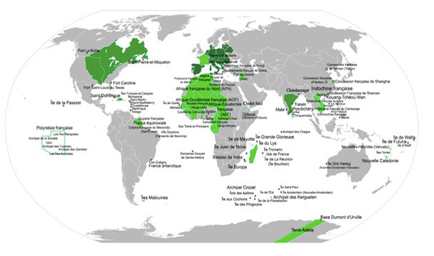 France once controlled nearly 10% of the world's land area