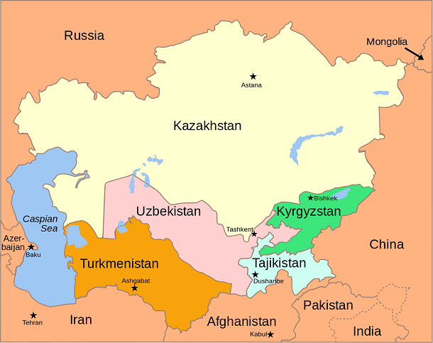 central asia map 2008