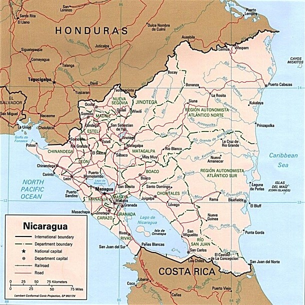 lake Nicaragua on map