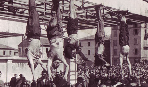 After being executed, Mussolini and several others were hung upside down on meathooks as onlookers jeered and threw stones at the corpses