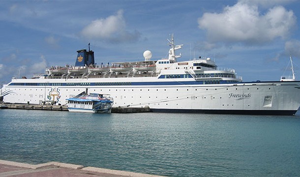 The first ever cruise ship built in the country of Finland (MV Freewinds), is now owned by the Church of Scientology