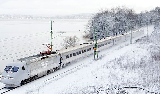 Swedish ore trains generate 5 times the amount of electricity they use up as they travel down the coast. The extra energy is used to power nearby towns