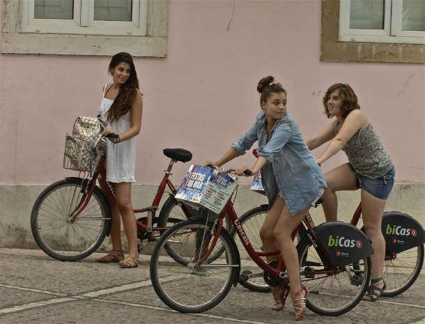 Girls cycling