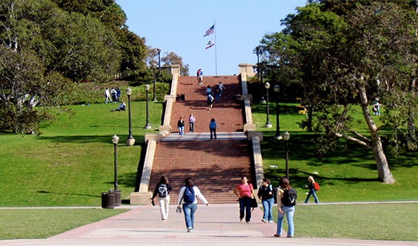 UCLA (University of California in Los Angeles) has the highest percentage of foreign students while New York University in NYC comes second