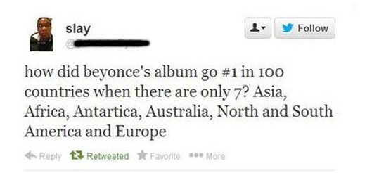 How did Beyonce's album go #1 in 100 countries when there are only 7?