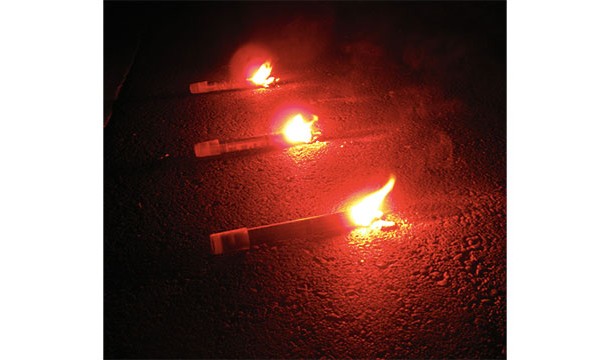 15 minute road flares can be really handy for starting fires when it's too wet/windy/etc
