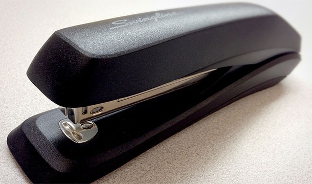 You can flip the metal square on your stapler around so that the staples attach outwards instead of inwards. This can be useful if you know you want to remove them in the future.