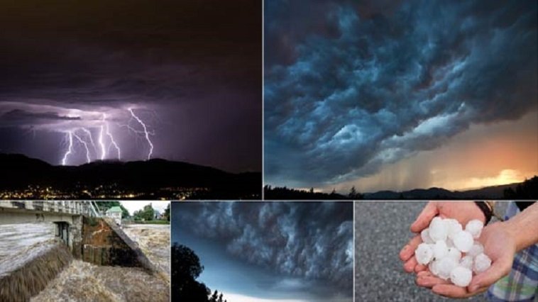 A collage of different weather images