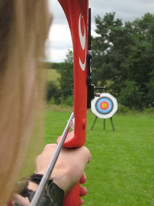 shooting archery bow close up