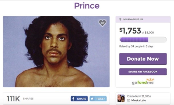 attend prince funeral gofundme
