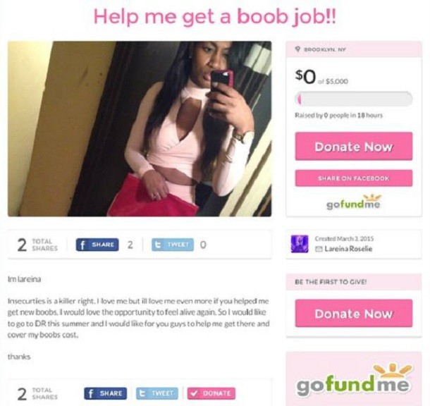 boob job gofundme