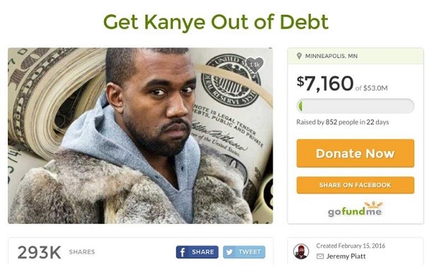 get kanye out of debt gofundme