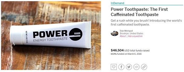 power energy toothpaste indiegogo