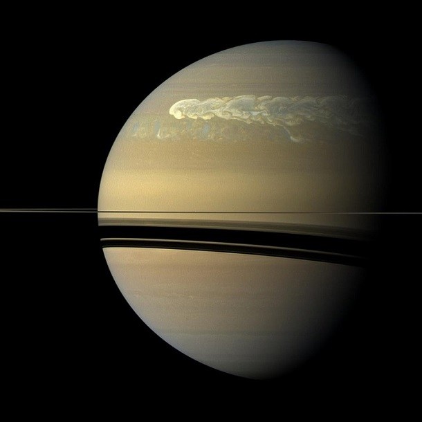 saturn with storm